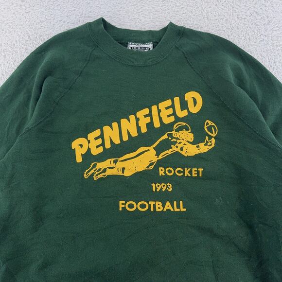 Vintage Pennfield Rockets Shirt Mens M Green Football Crewneck Lee 1990s - Picture 1 of 9